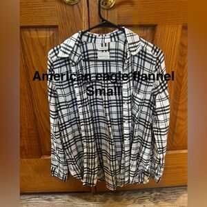 American Eagle Outfitters Black and White Plaid Flannel Shirt